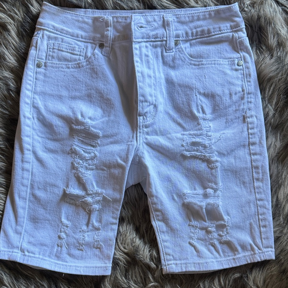 VIP Classic White Ripped Jean Shorts